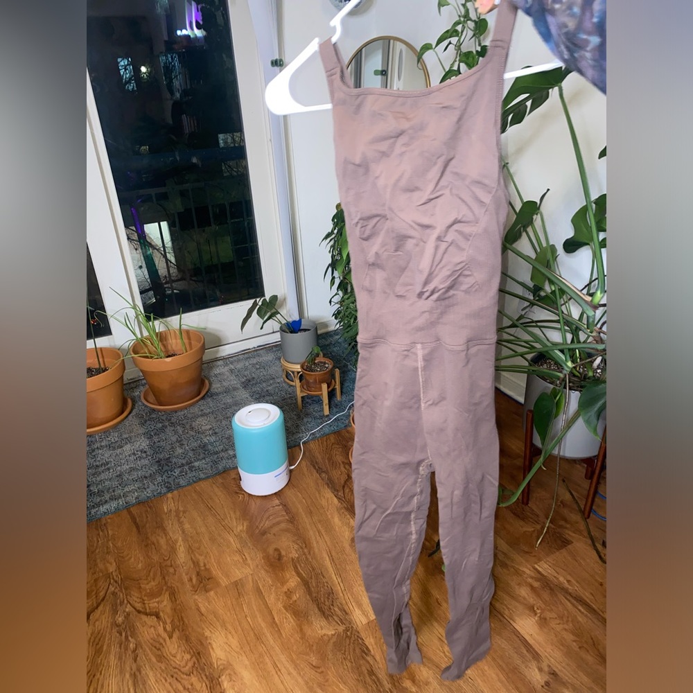 Free people chocolate brown high neck good karma onsie